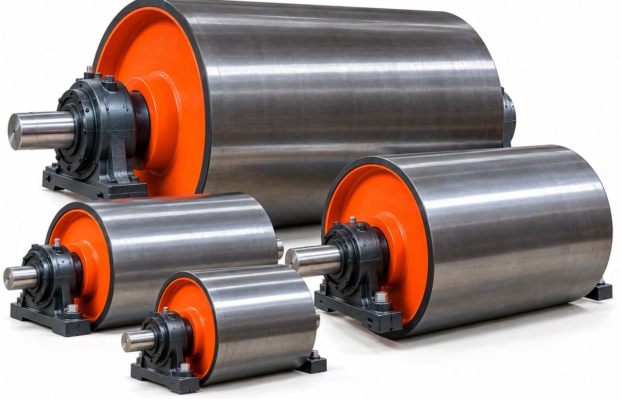 Uncoated steel drum pulley with shaft assembly